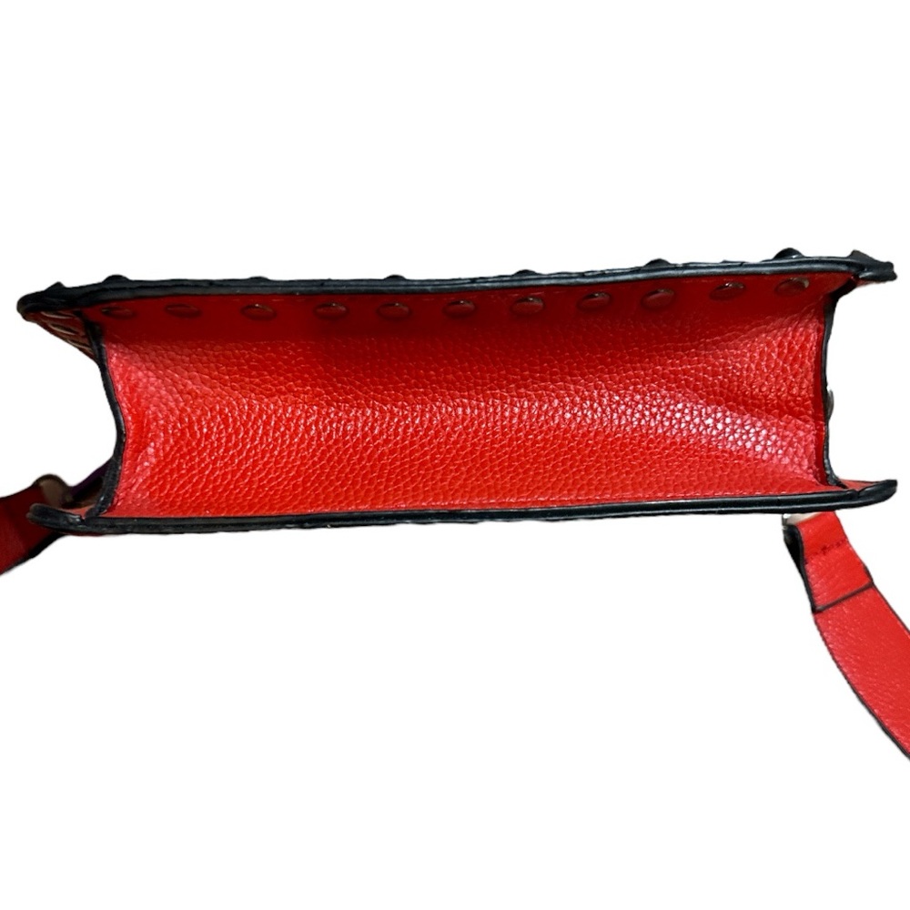 Vegan Leather Studded Crossbody Vibrant Coral shade with 2 Straps - Picture 7 of 8